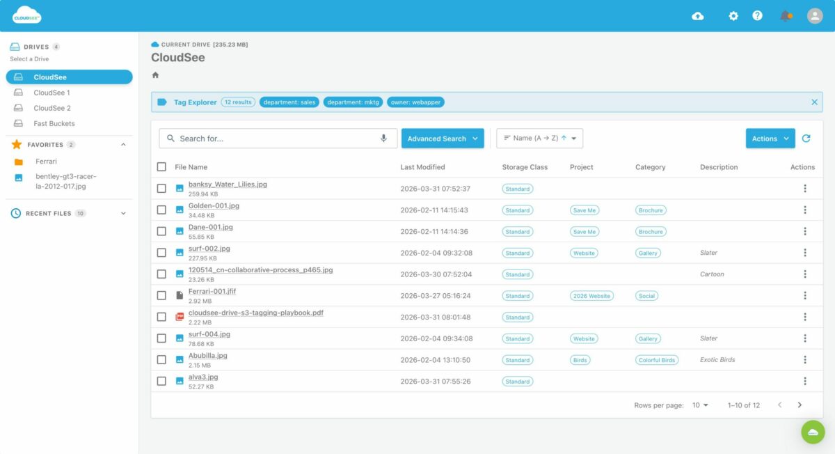 CloudSee Drive: Tag Explorer