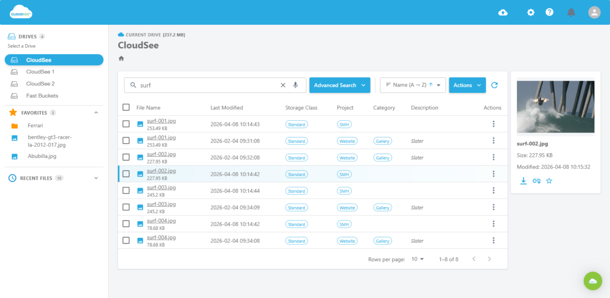 CloudSee Drive: Advanced Search Filters